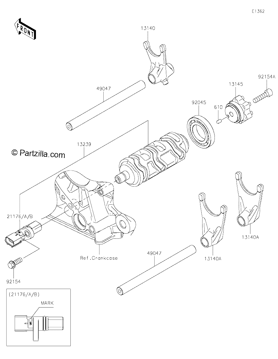 Diagrama de GEAR CHANGE DRUM SHIFT FORK S
