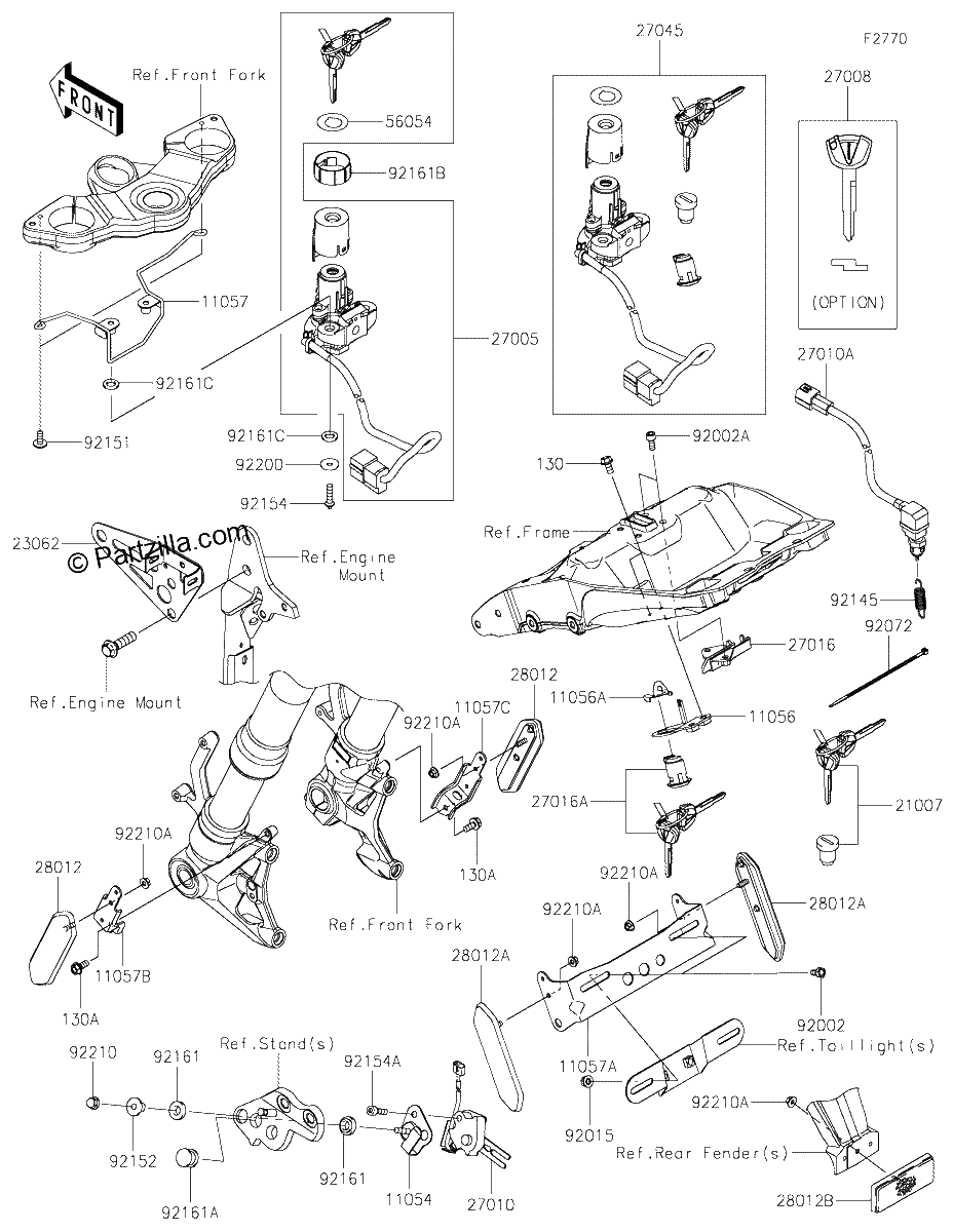 Diagrama de IGNITION SWITCH LOCKS REFLECTORS