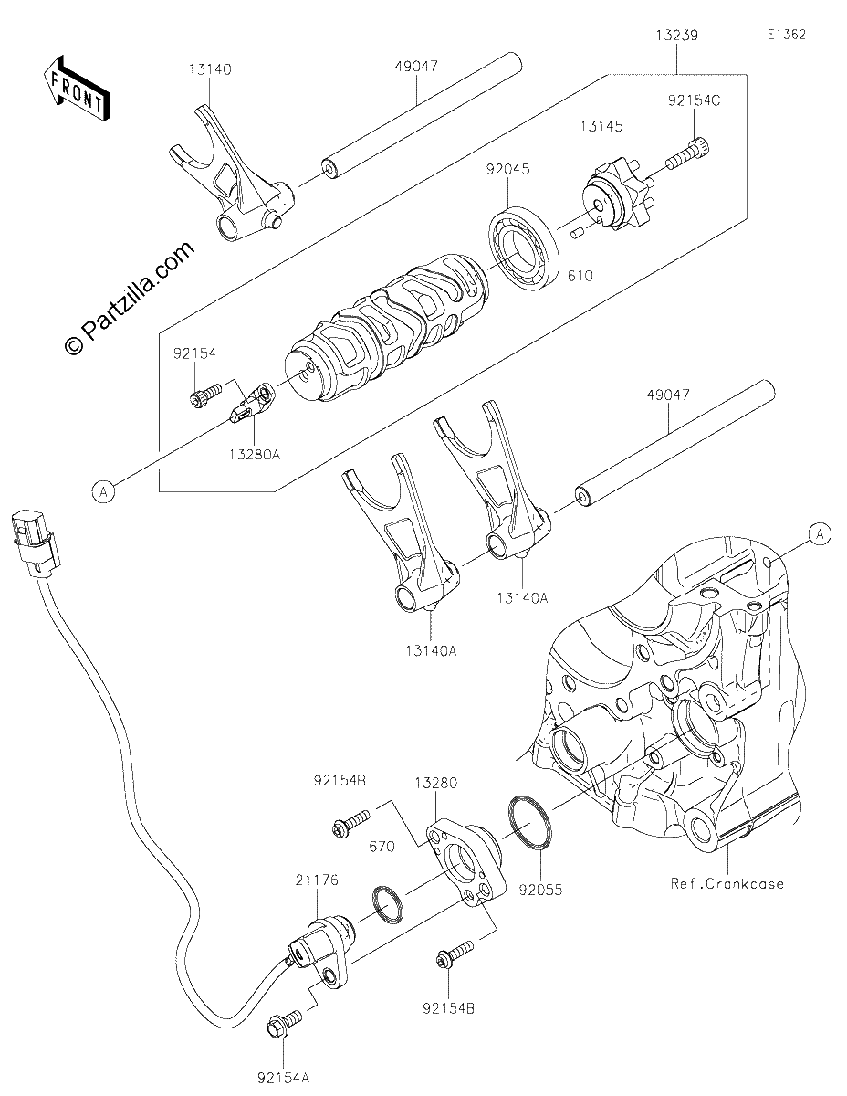 Diagrama de GEAR CHANGE DRUM SHIFT FORK S