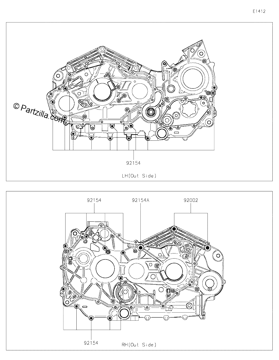 Diagrama de CRANKCASE BOLT PATTERN