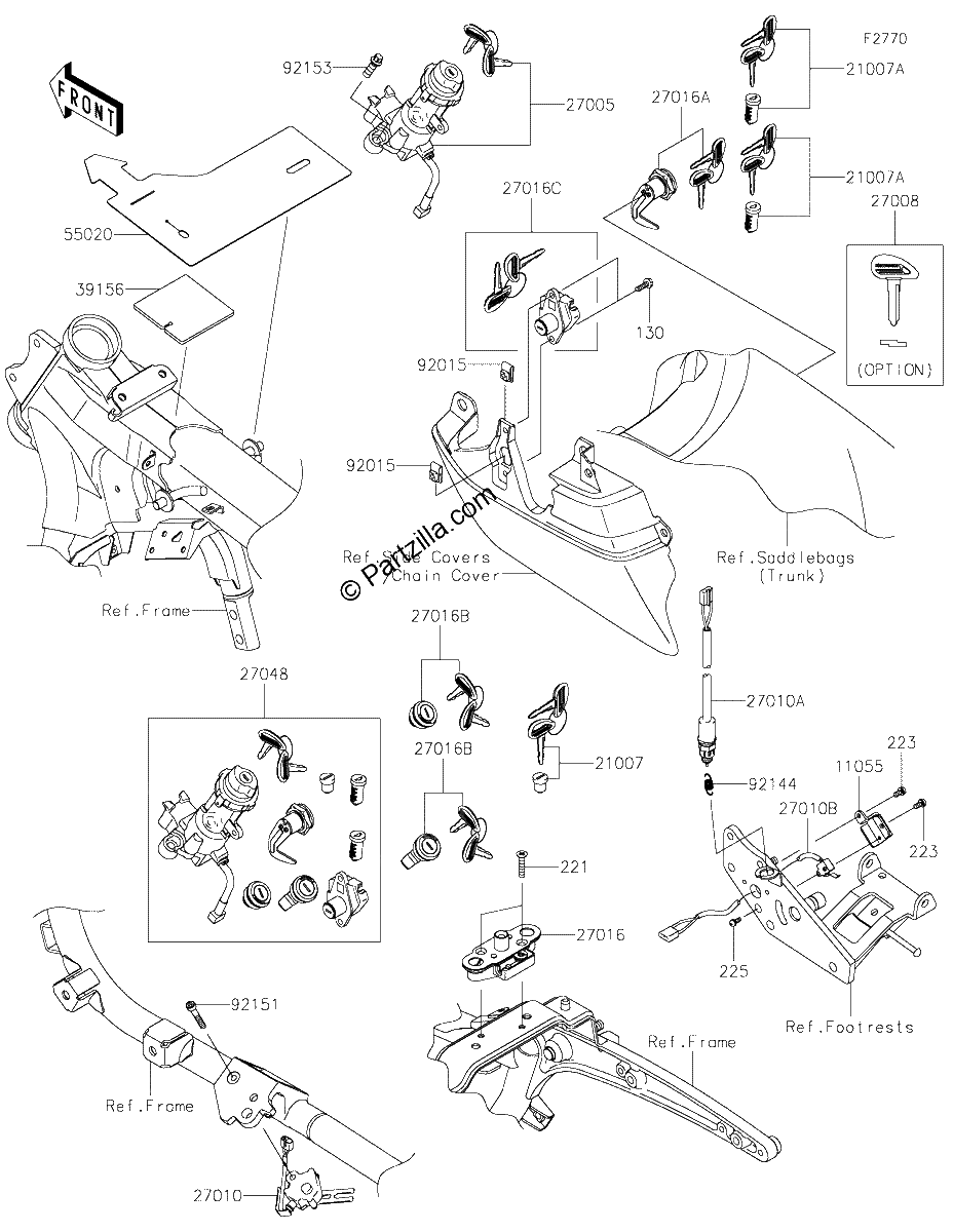 Diagrama de IGNITION SWITCH LOCKS REFLECTORS