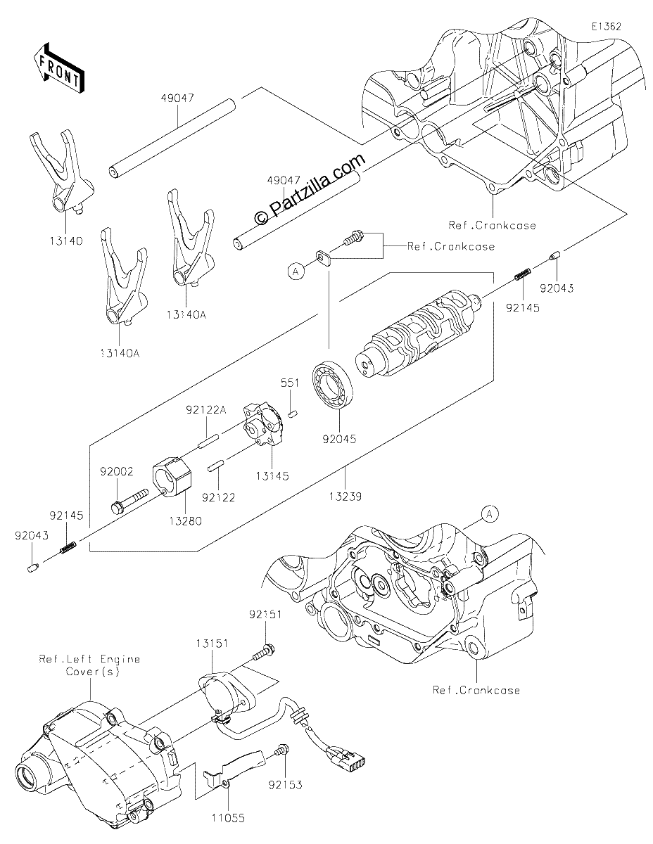 Diagrama de GEAR CHANGE DRUM SHIFT FORK S