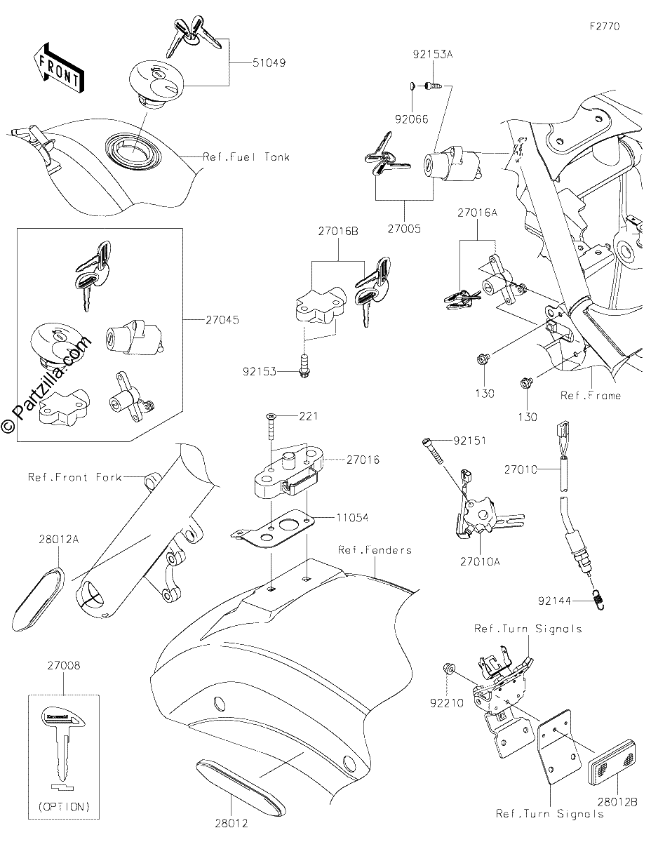 Diagrama de IGNITION SWITCH LOCKS REFLECTORS