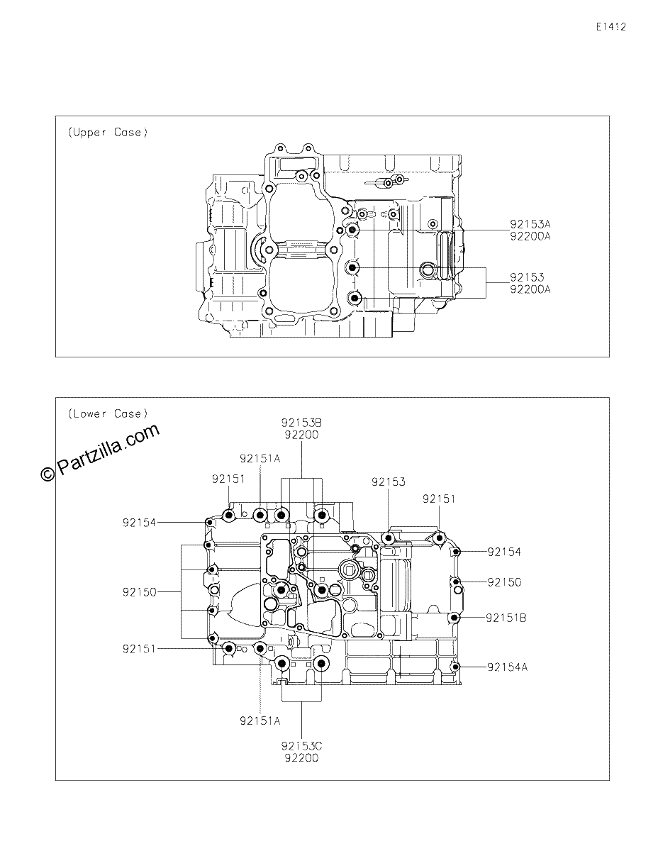 Diagrama de CRANKCASE BOLT PATTERN