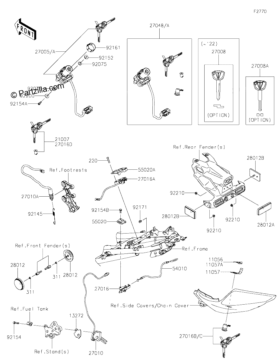 Diagrama de IGNITION SWITCH LOCKS REFLECTORS