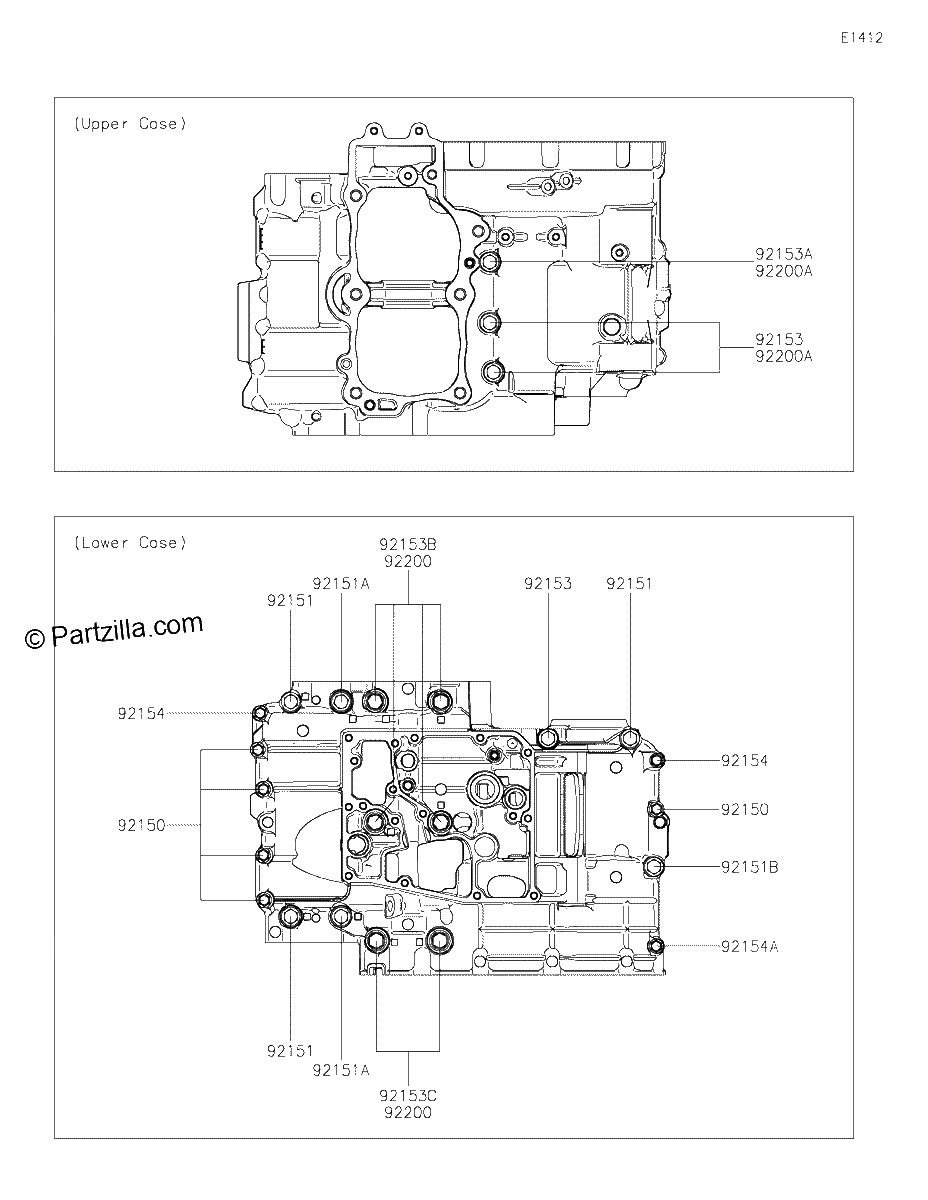 Diagrama de CRANKCASE BOLT PATTERN