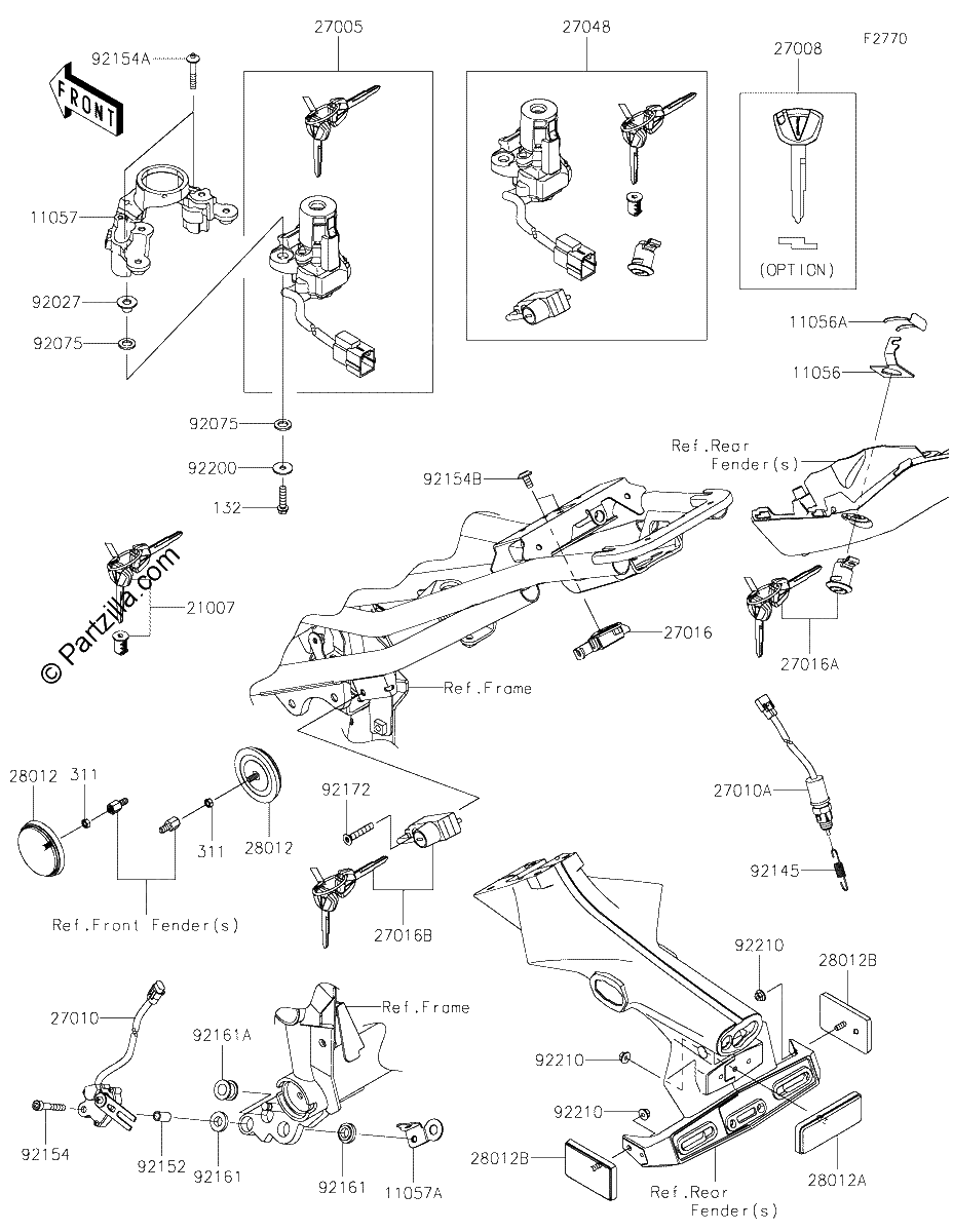 Diagrama de IGNITION SWITCH LOCKS REFLECTORS
