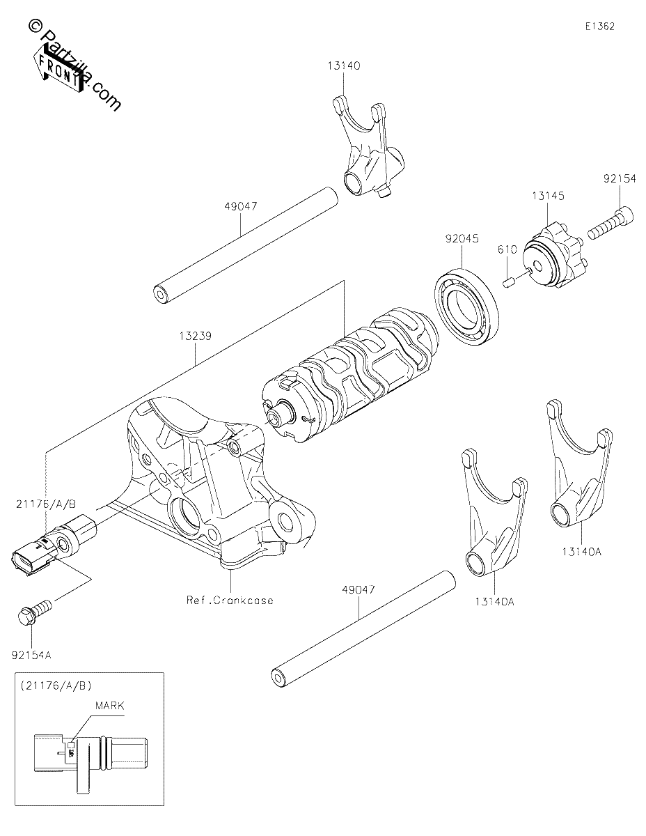 Diagrama de GEAR CHANGE DRUM SHIFT FORK S