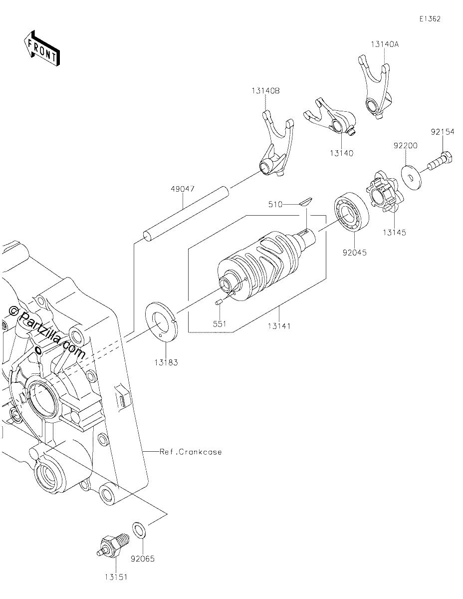 Diagrama de GEAR CHANGE DRUM SHIFT FORK S