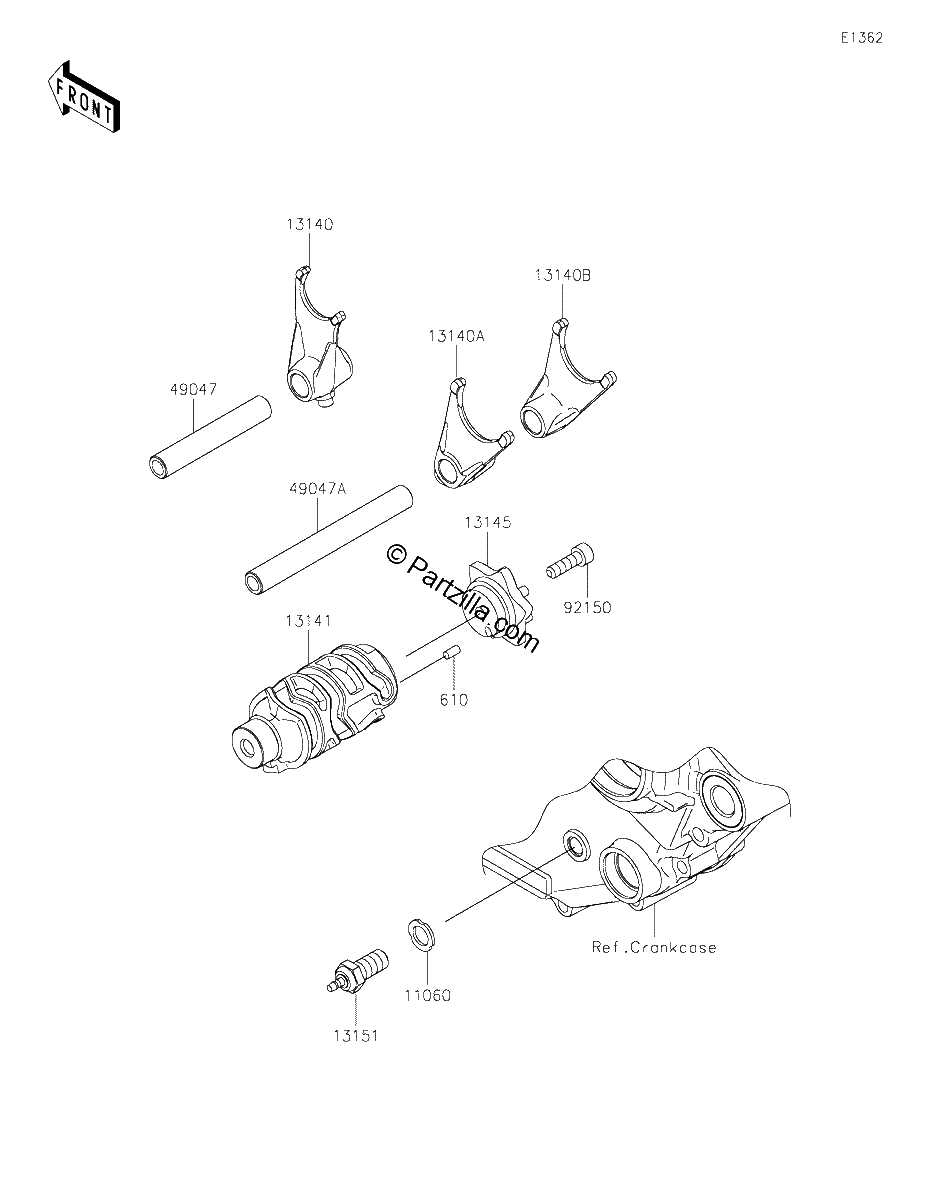 Diagrama de GEAR CHANGE DRUM SHIFT FORK S