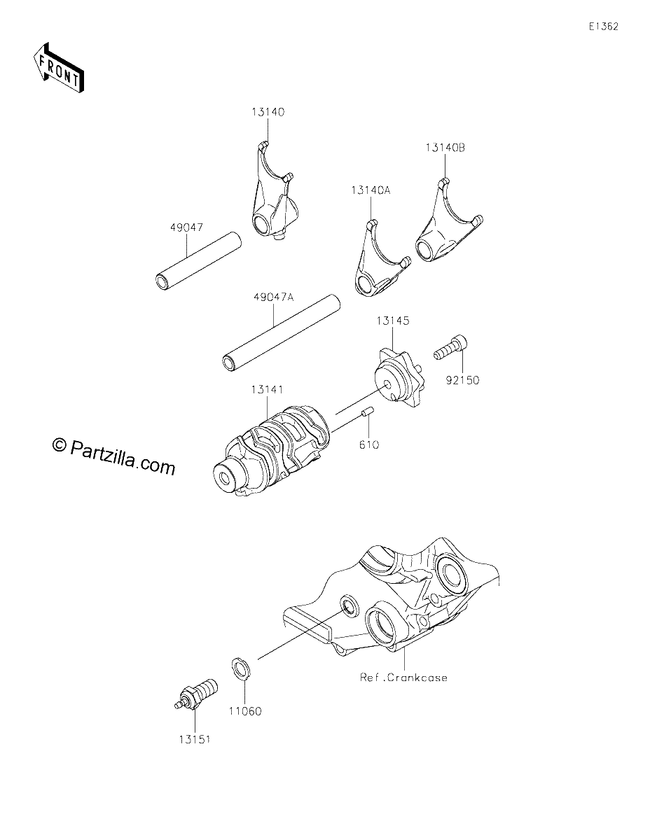 Diagrama de GEAR CHANGE DRUM SHIFT FORK S