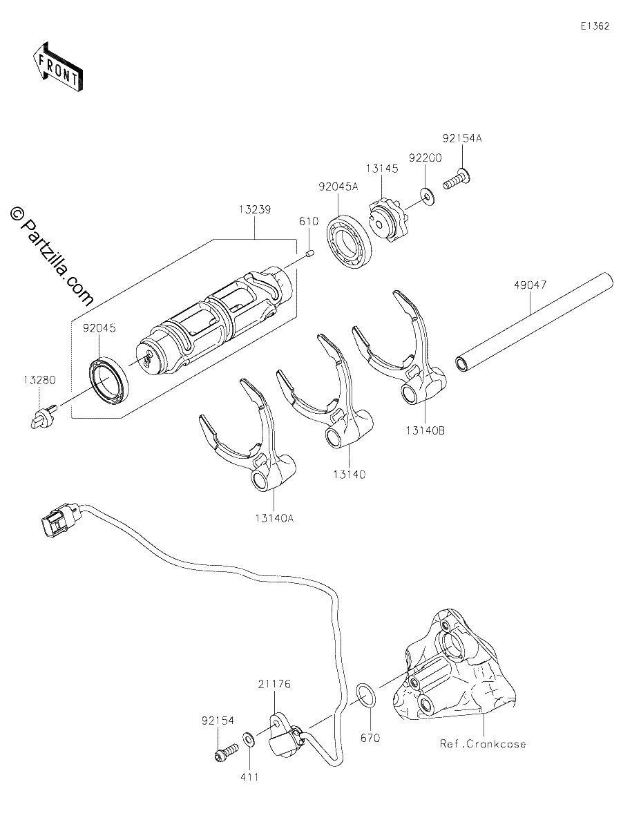 Diagrama de GEAR CHANGE DRUM SHIFT FORK S