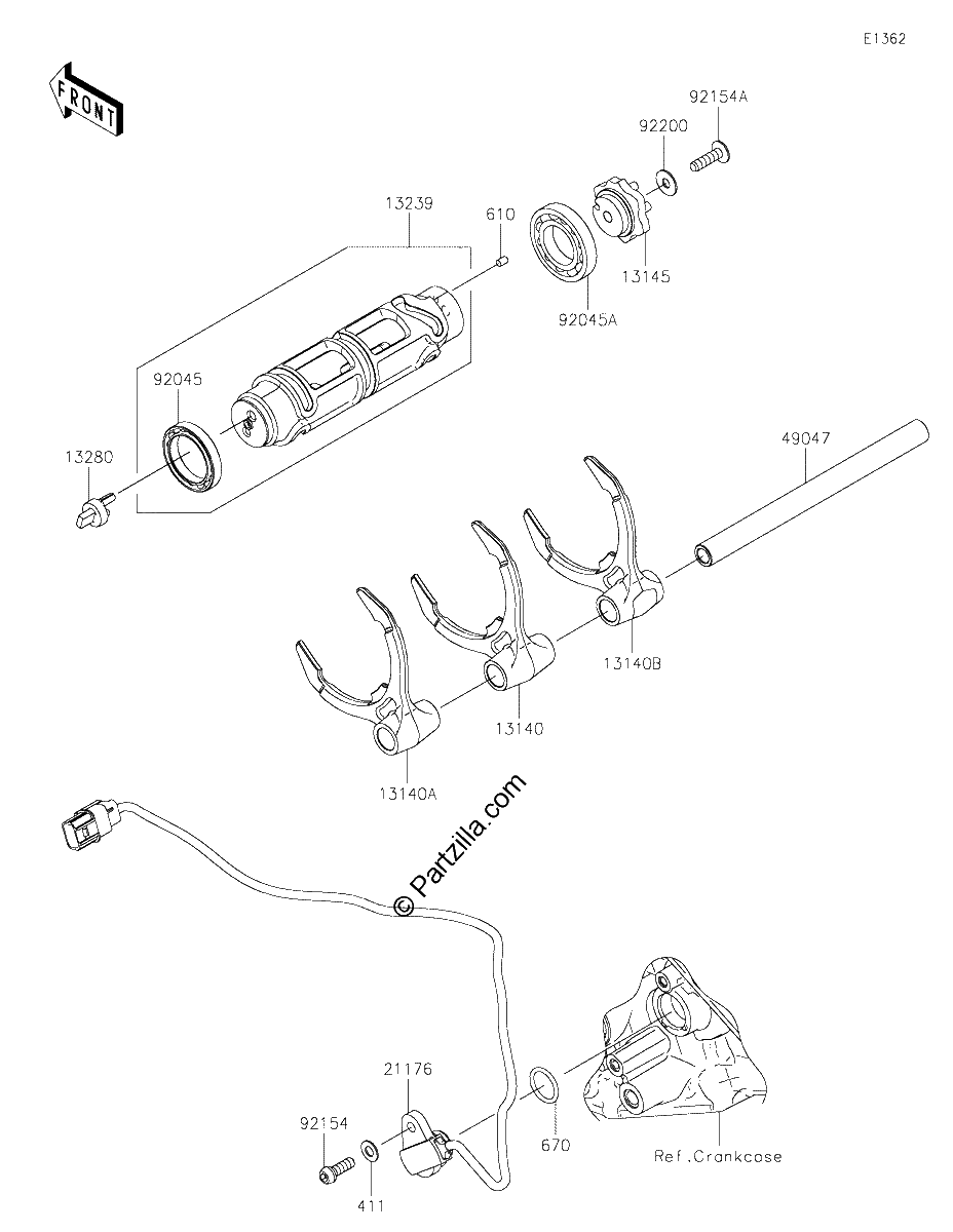 Diagrama de GEAR CHANGE DRUM SHIFT FORK S