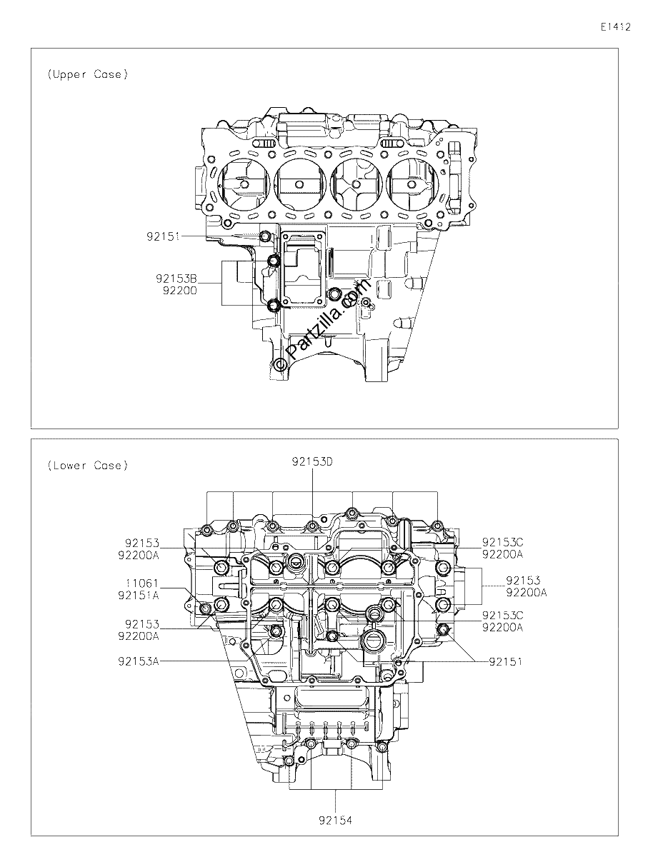 Diagrama de CRANKCASE BOLT PATTERN