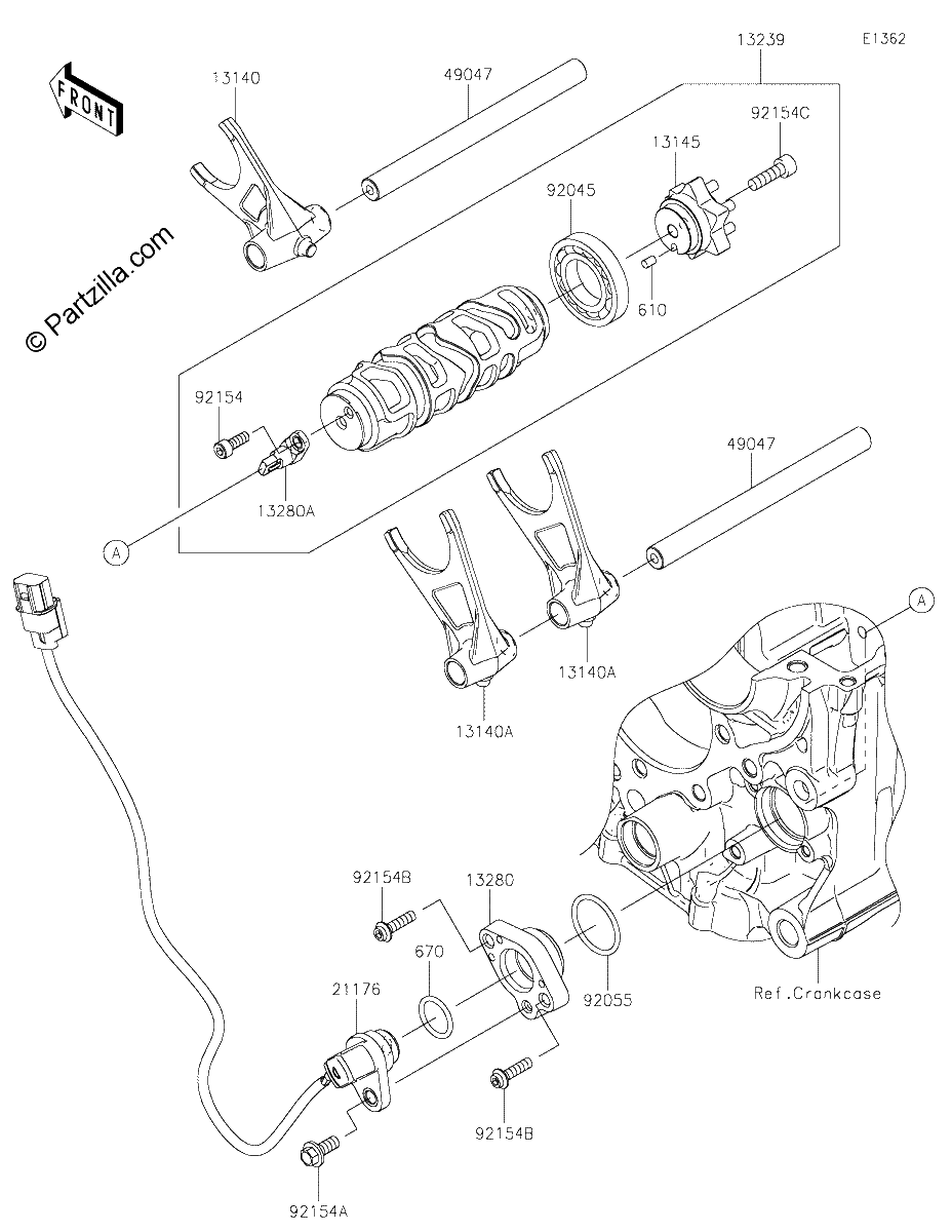 Diagrama de GEAR CHANGE DRUM SHIFT FORK S