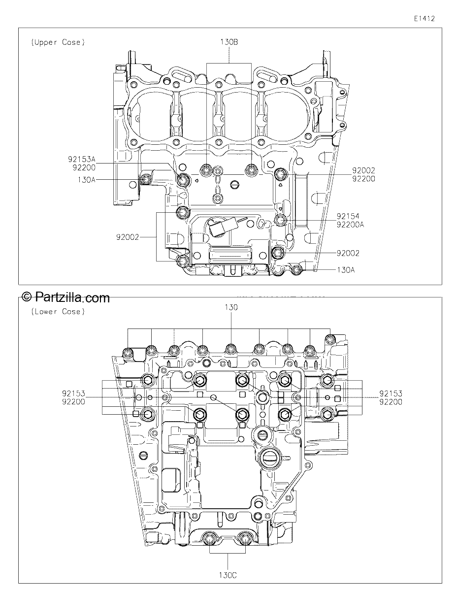 Diagrama de CRANKCASE BOLT PATTERN