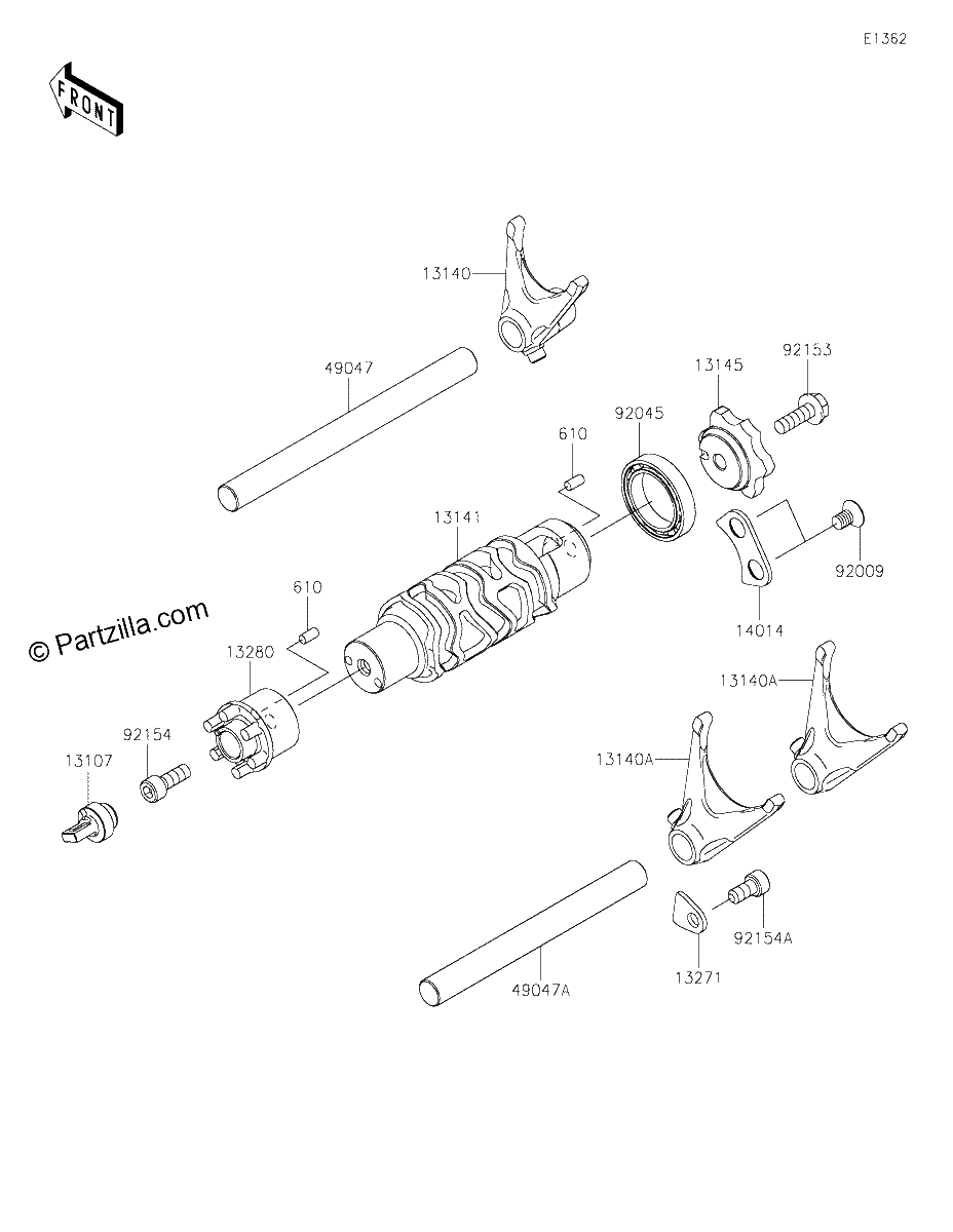 Diagrama de GEAR CHANGE DRUM SHIFT FORK S