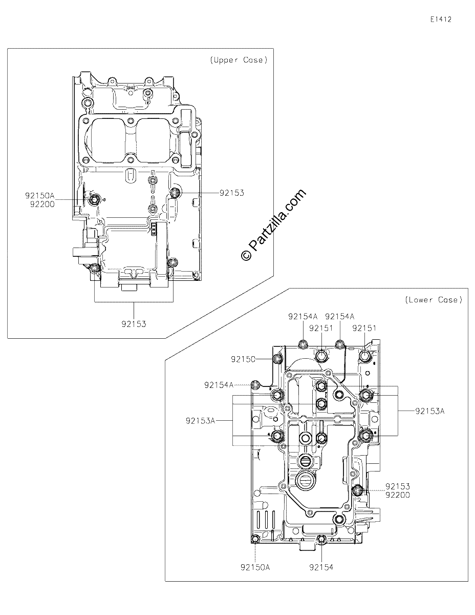 Diagrama de CRANKCASE BOLT PATTERN