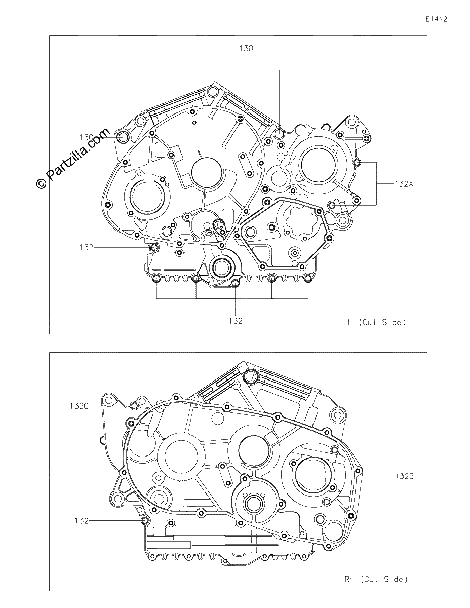 Diagrama de CRANKCASE BOLT PATTERN