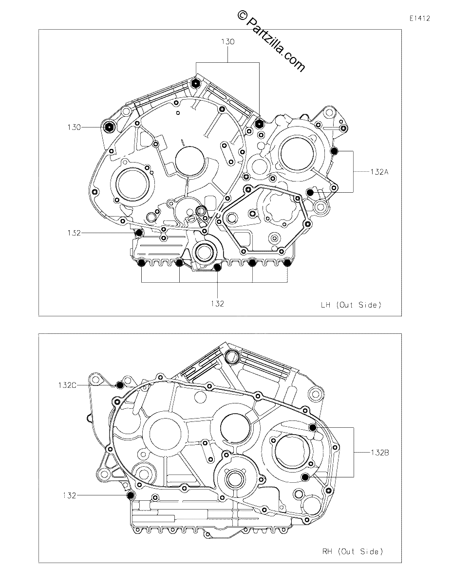 Diagrama de CRANKCASE BOLT PATTERN