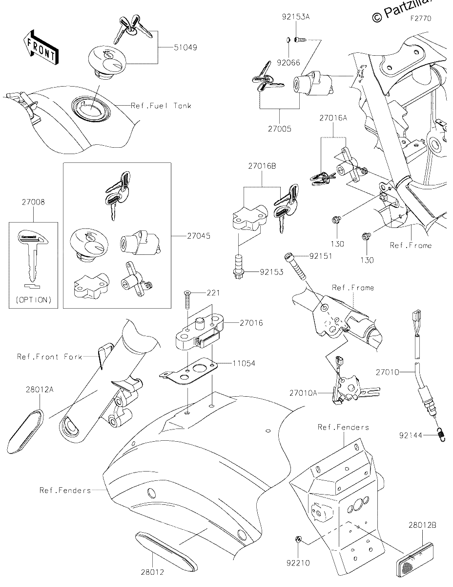 Diagrama de IGNITION SWITCH LOCKS REFLECTORS