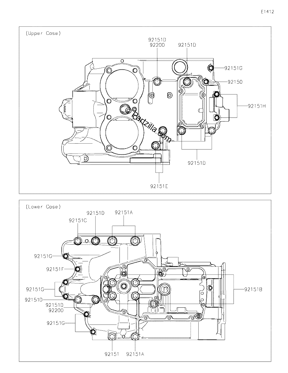 Diagrama de CRANKCASE BOLT PATTERN