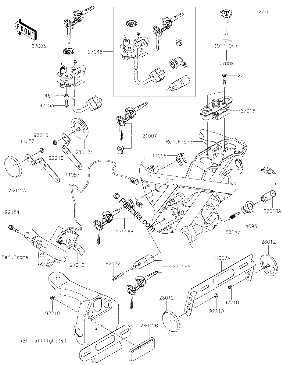 Diagrama de IGNITION SWITCH LOCKS REFLECTORS