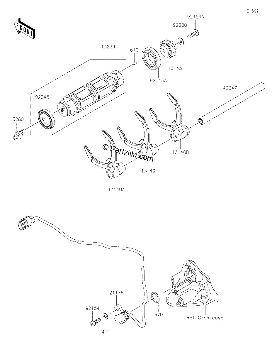 Diagrama de GEAR CHANGE DRUM SHIFT FORK S