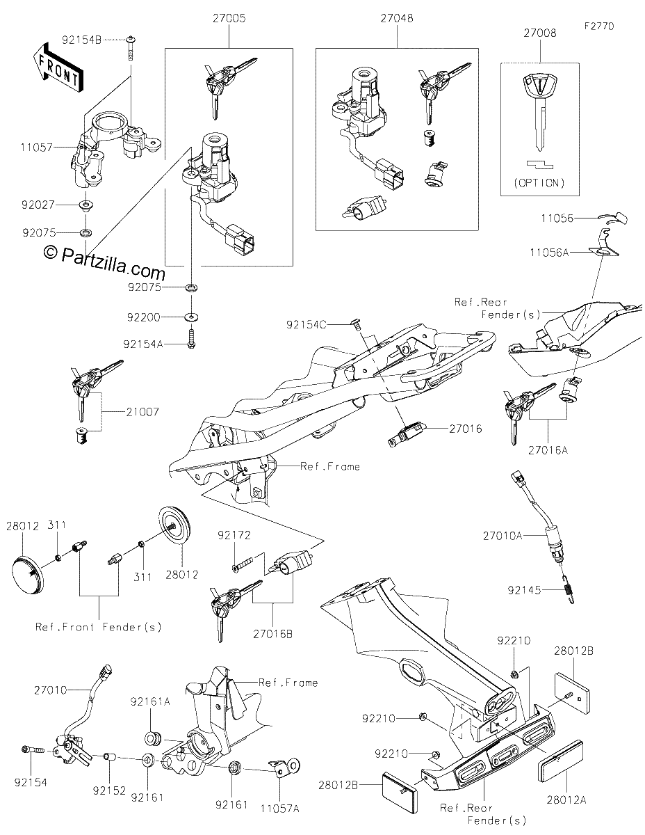 Diagrama de IGNITION SWITCH LOCKS REFLECTORS