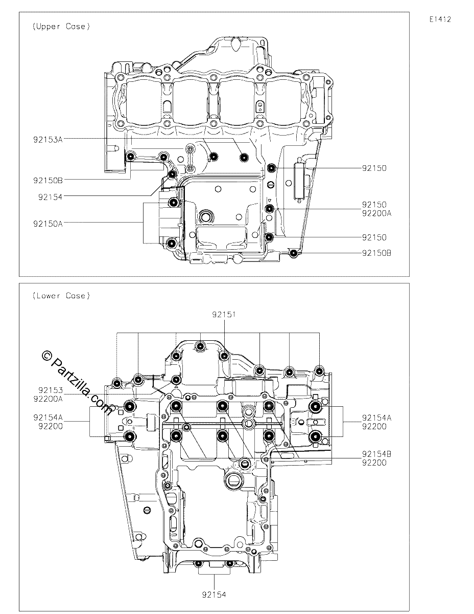 Diagrama de CRANKCASE BOLT PATTERN
