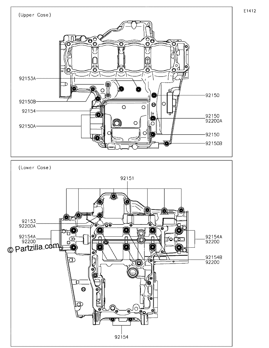 Diagrama de CRANKCASE BOLT PATTERN