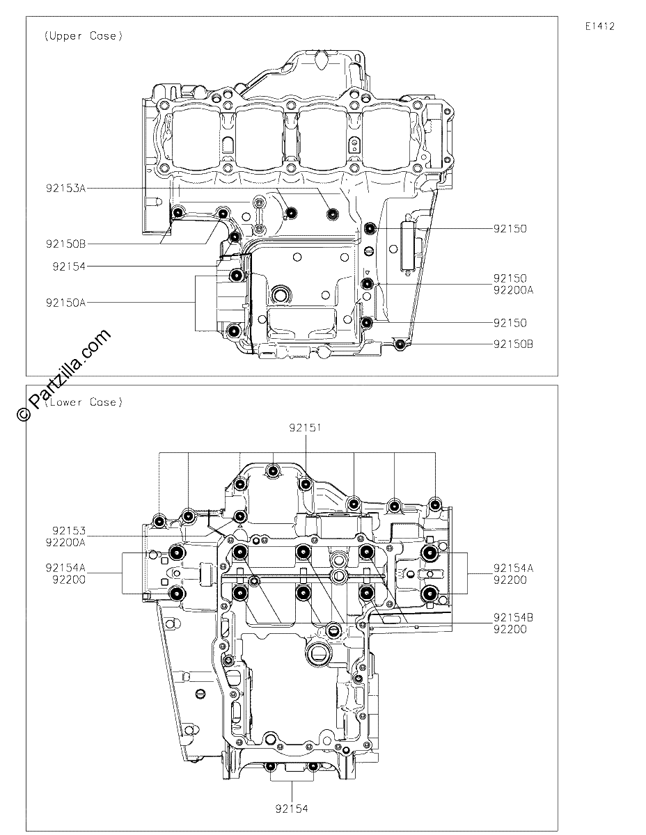 Diagrama de CRANKCASE BOLT PATTERN