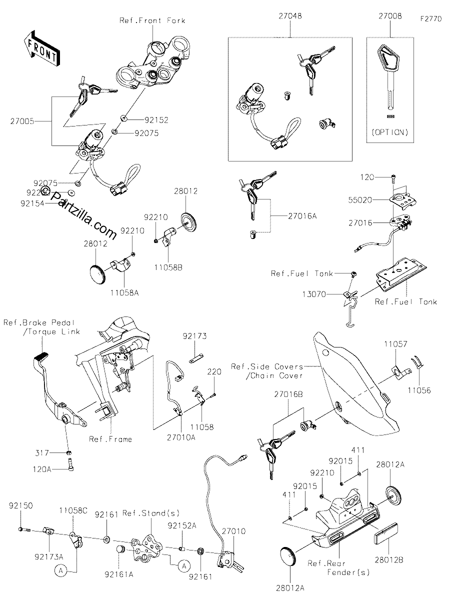 Diagrama de IGNITION SWITCH LOCKS REFLECTORS