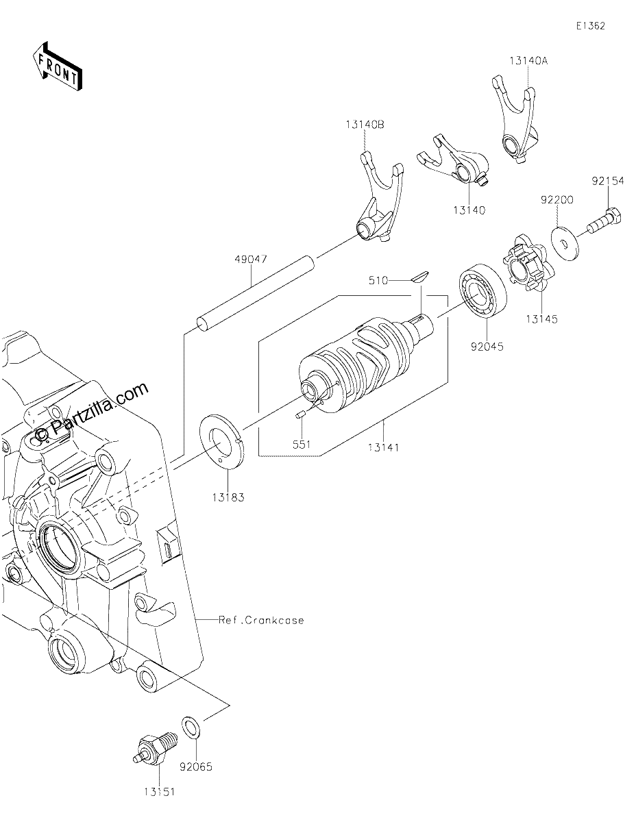 Diagrama de GEAR CHANGE DRUM SHIFT FORK S