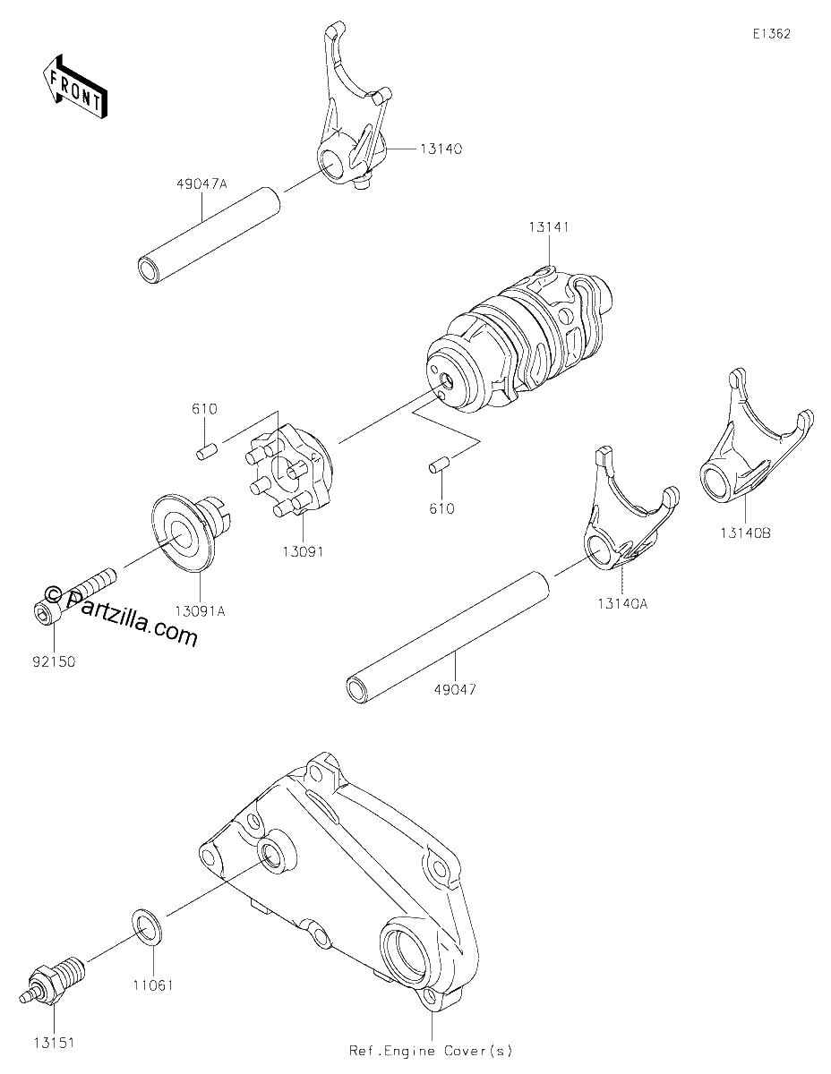 Diagrama de GEAR CHANGE DRUM SHIFT FORK S