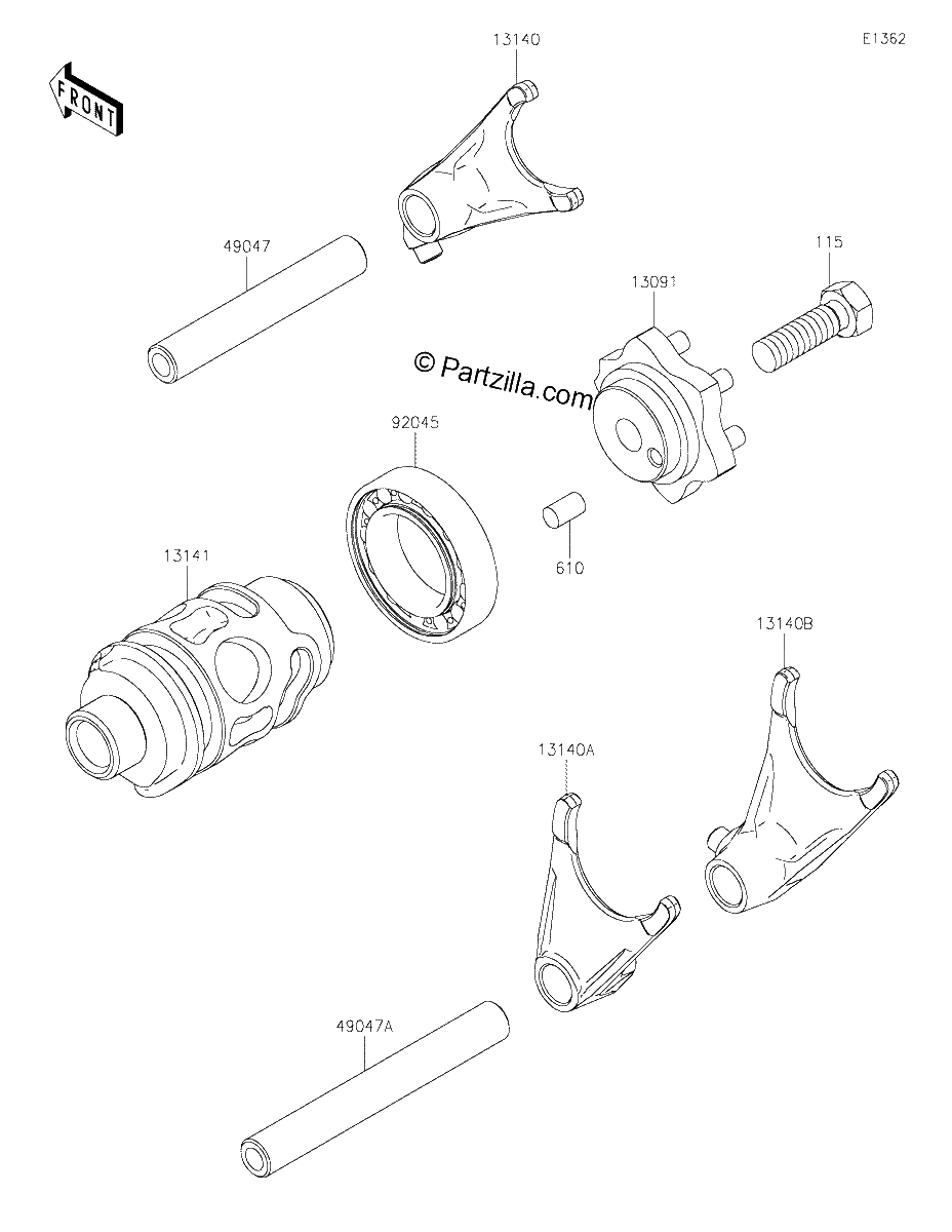 Diagrama de GEAR CHANGE DRUM SHIFT FORK S