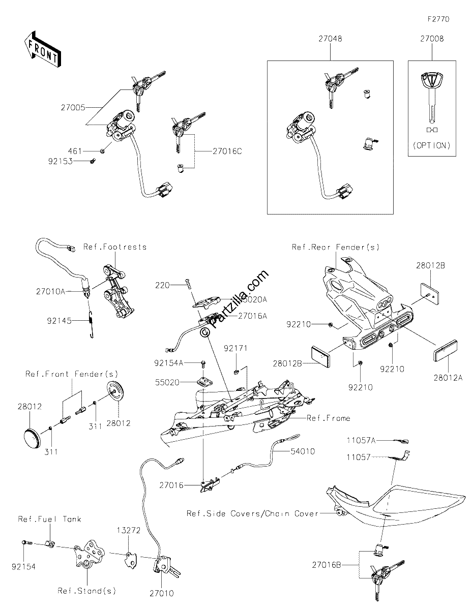 Diagrama de IGNITION SWITCH LOCKS REFLECTORS
