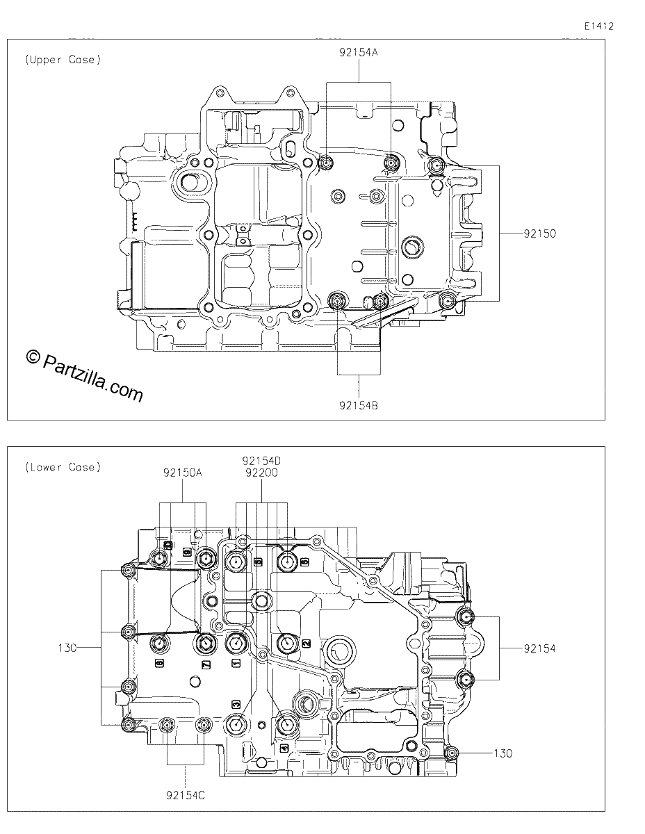Diagrama de CRANKCASE BOLT PATTERN
