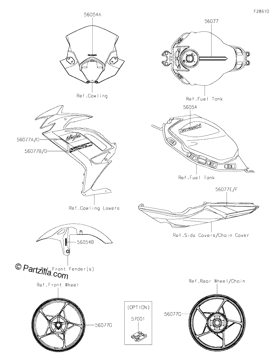 Diagrama de DECALS M M C GREEN PRFAN PRFAL CA US