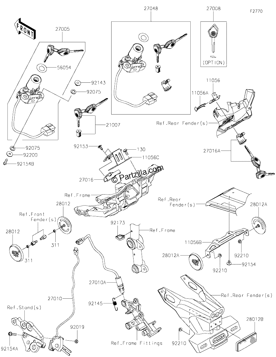 Diagrama de IGNITION SWITCH LOCKS REFLECTORS