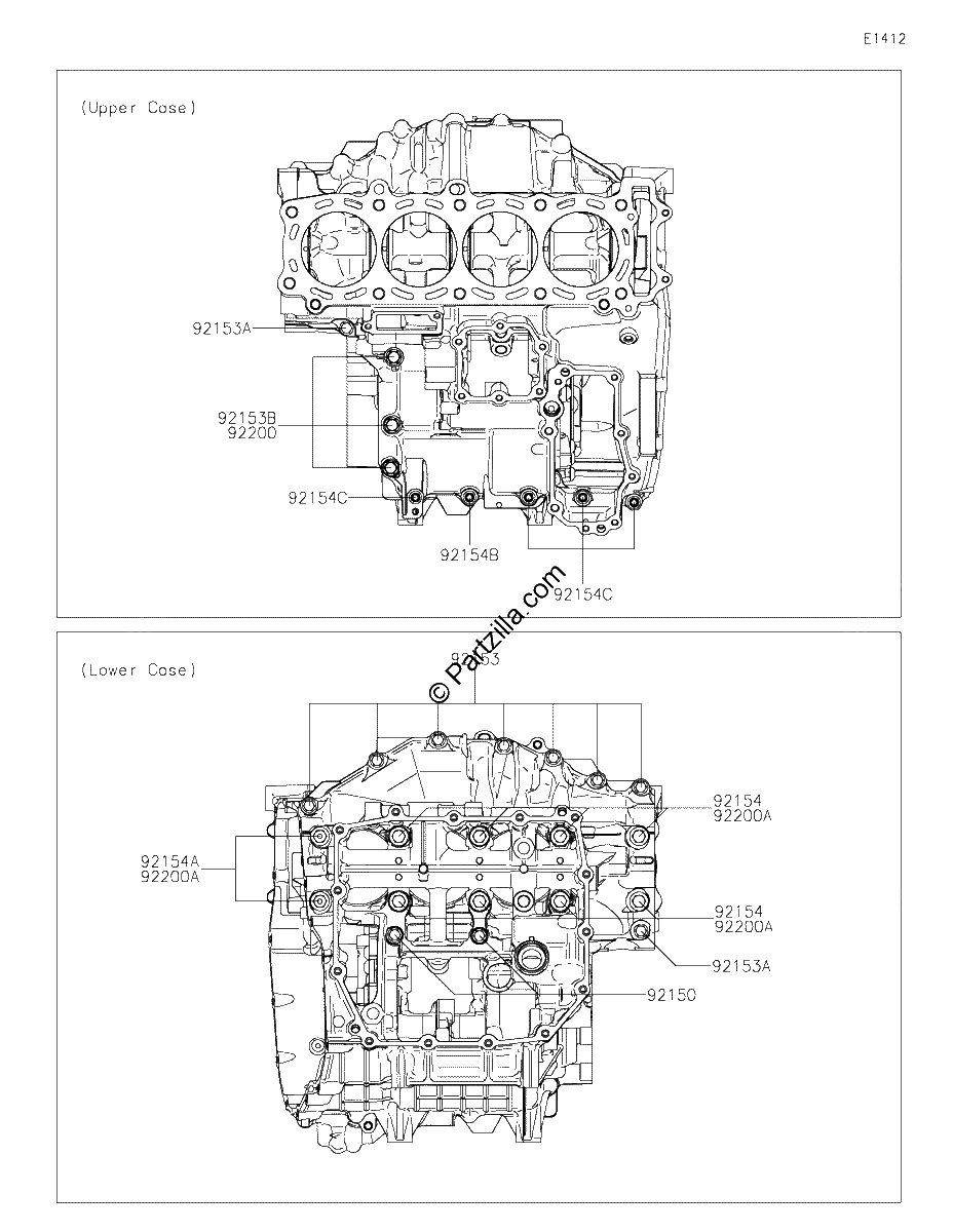 Diagrama de CRANKCASE BOLT PATTERN