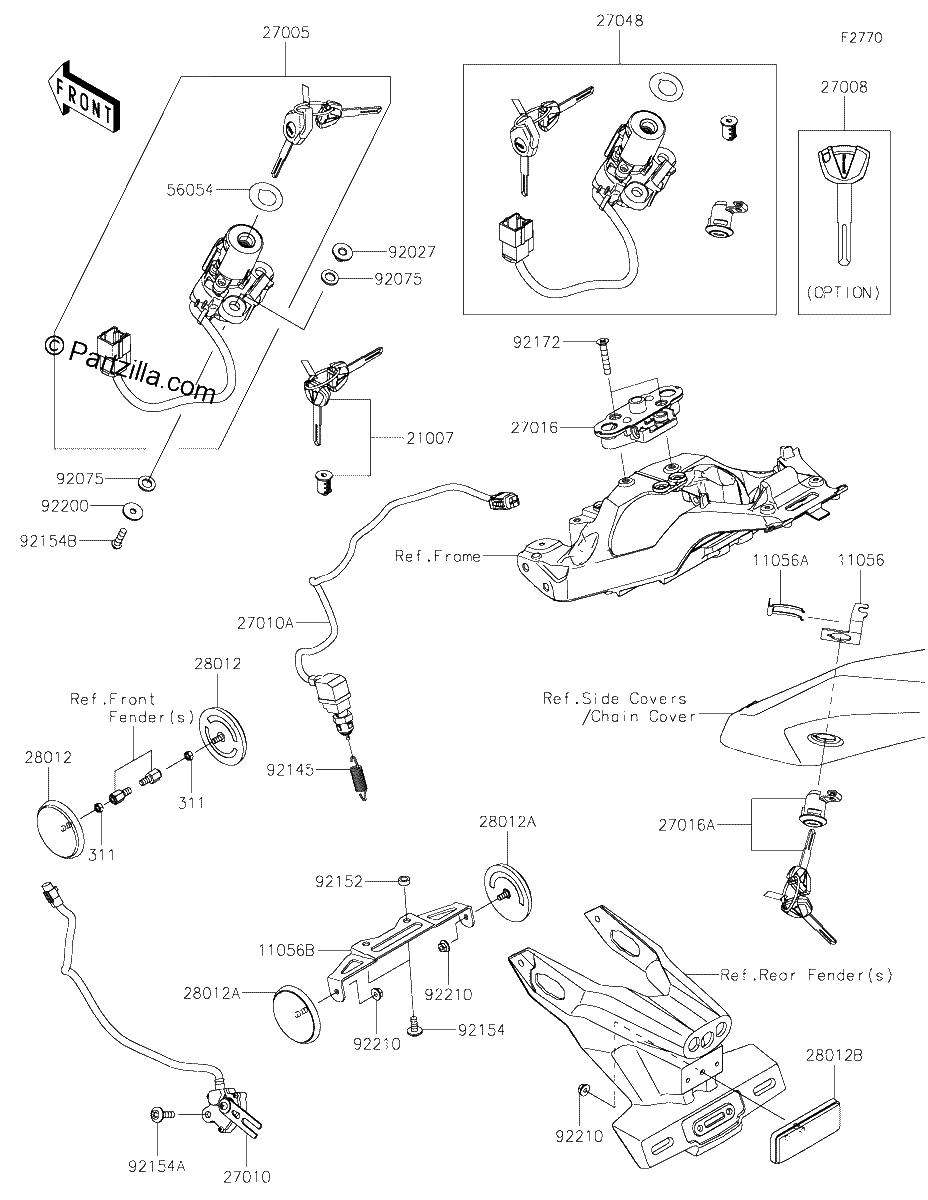 Diagrama de IGNITION SWITCH LOCKS REFLECTORS