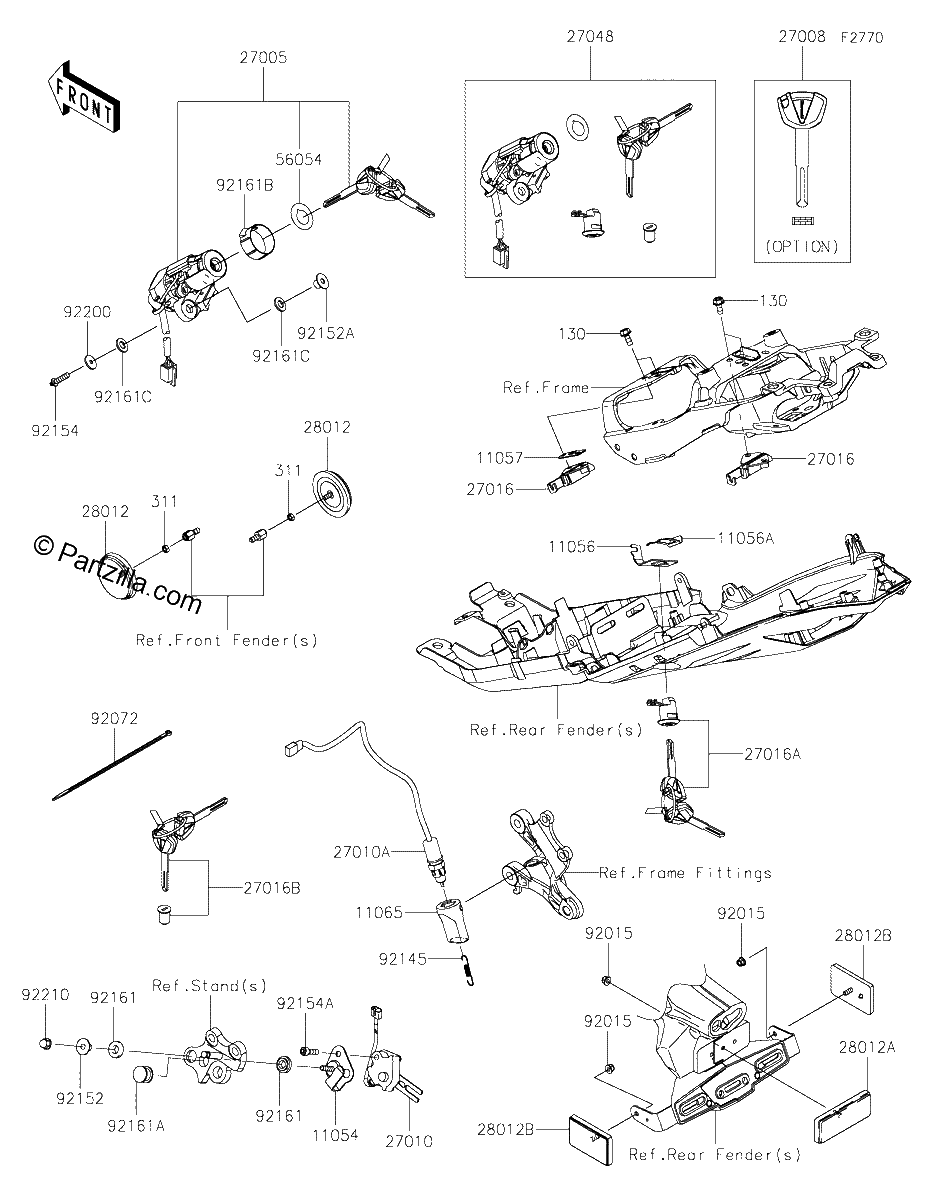 Diagrama de IGNITION SWITCH LOCKS REFLECTORS