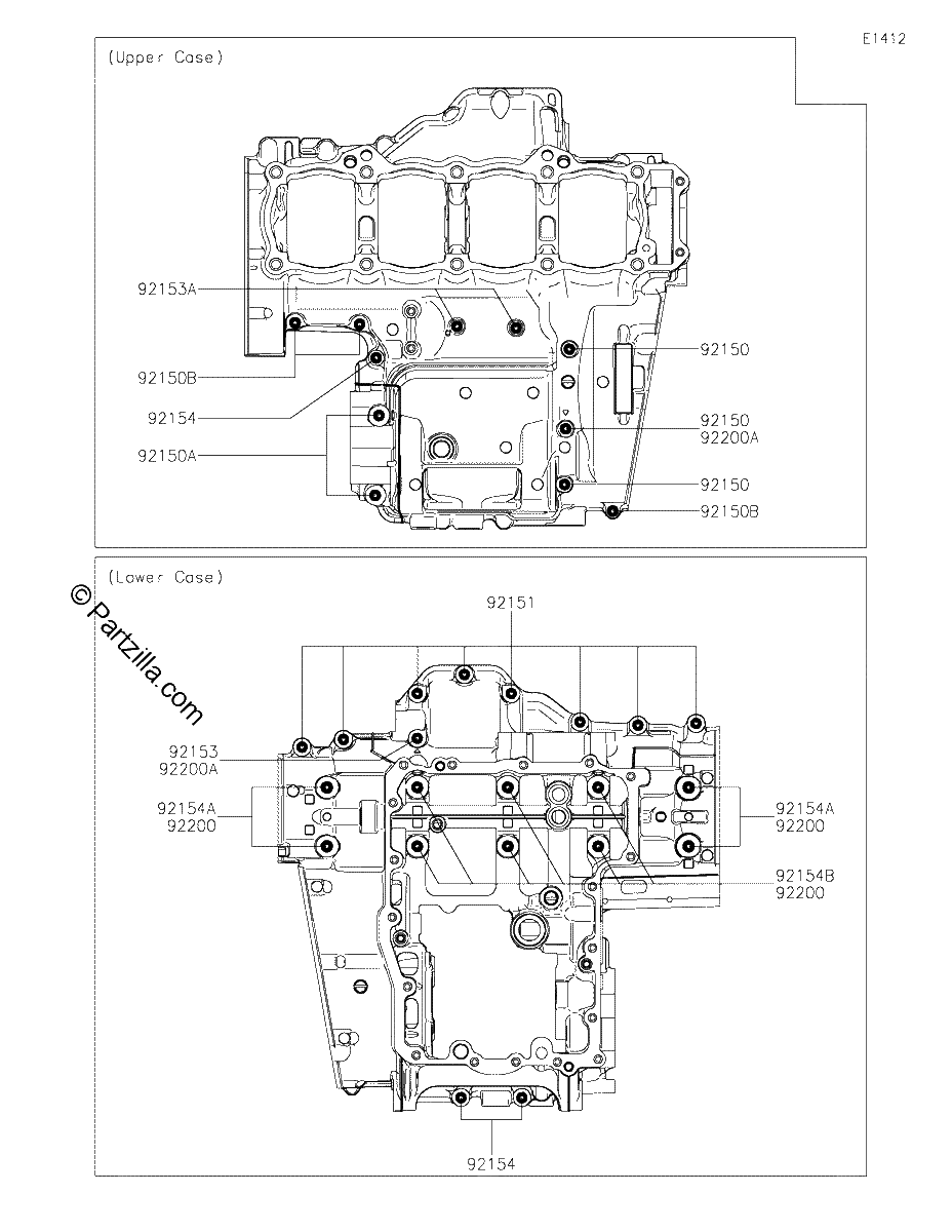 Diagrama de CRANKCASE BOLT PATTERN