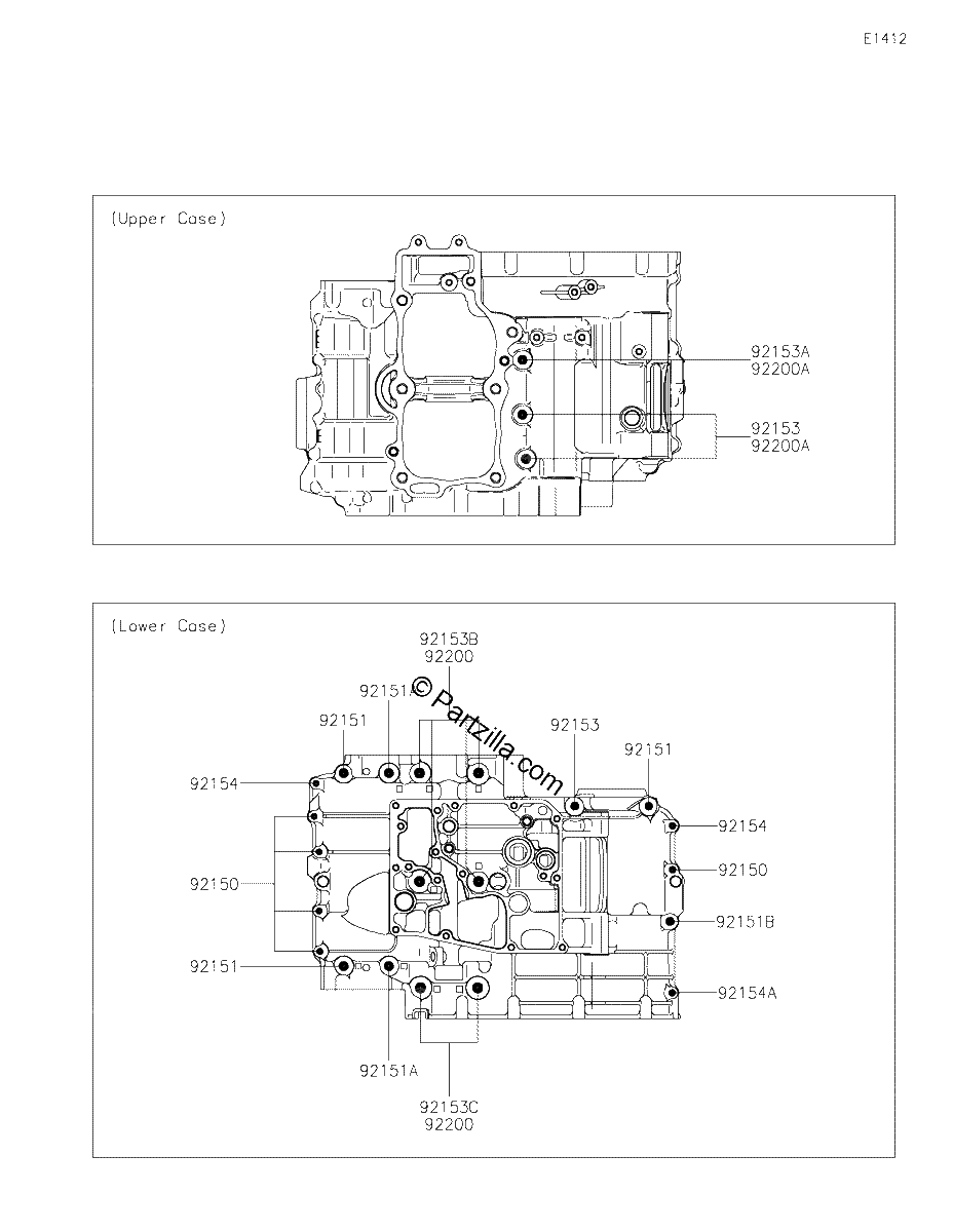 Diagrama de CRANKCASE BOLT PATTERN