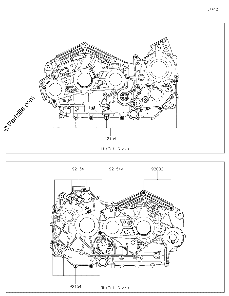 Diagrama de CRANKCASE BOLT PATTERN