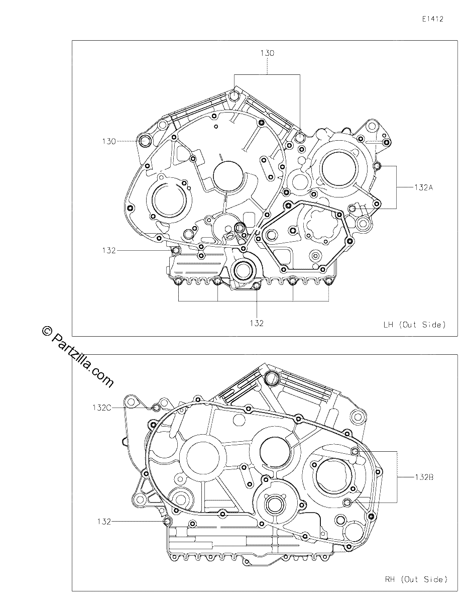 Diagrama de CRANKCASE BOLT PATTERN