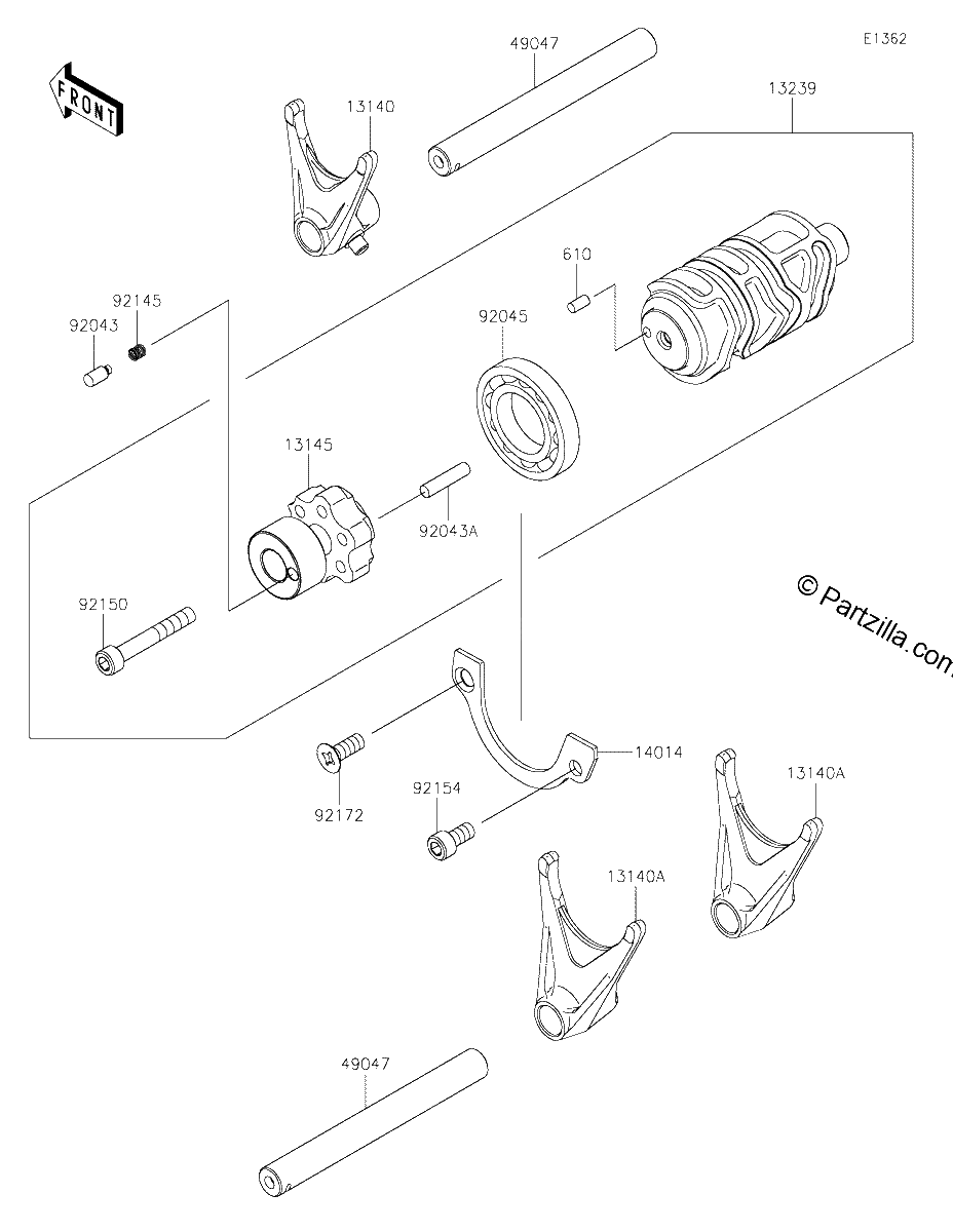 Diagrama de GEAR CHANGE DRUM SHIFT FORK S