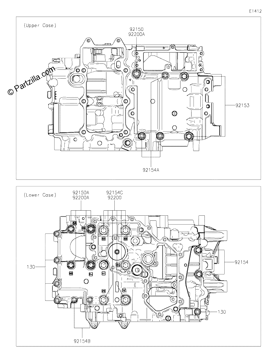 Diagrama de CRANKCASE BOLT PATTERN