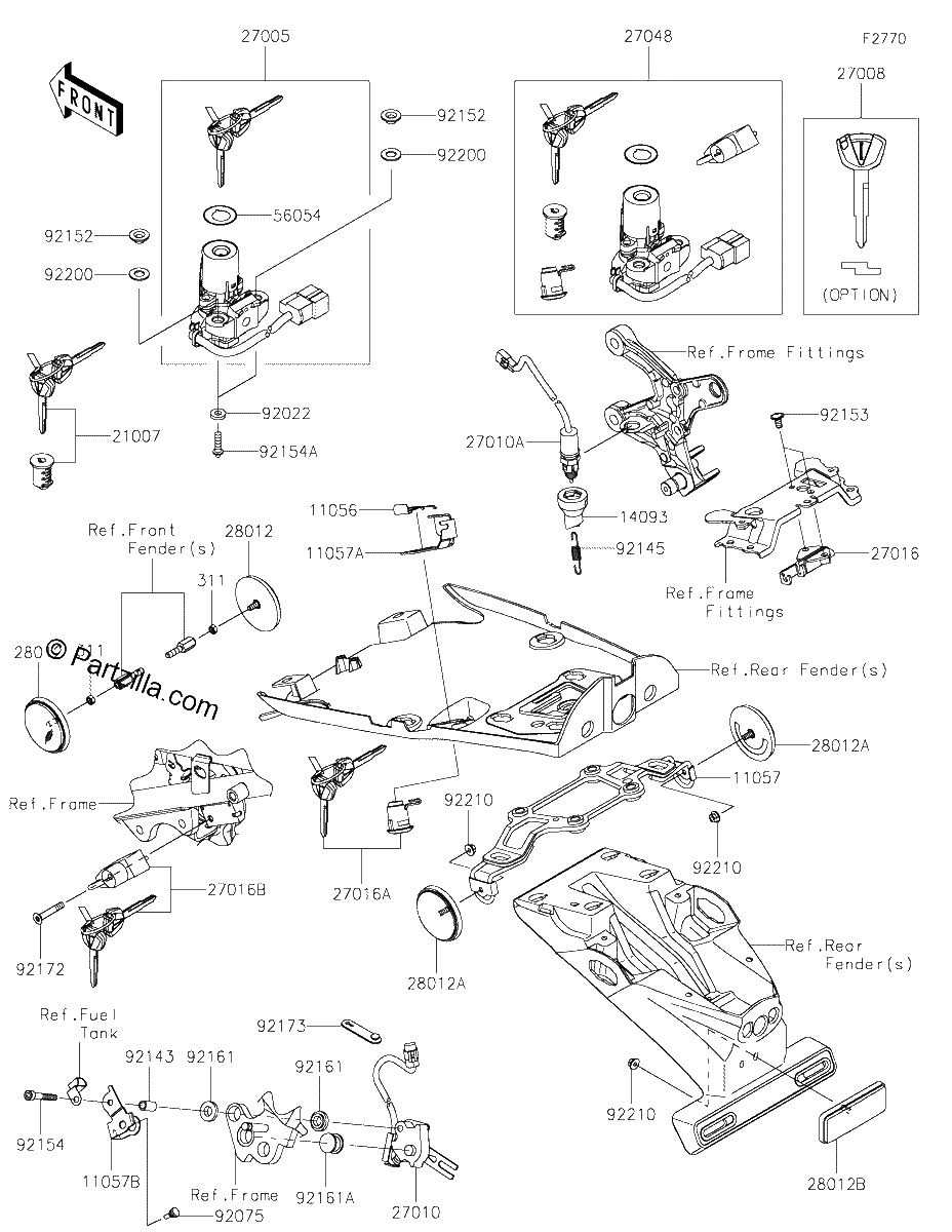 Diagrama de IGNITION SWITCH LOCKS REFLECTORS